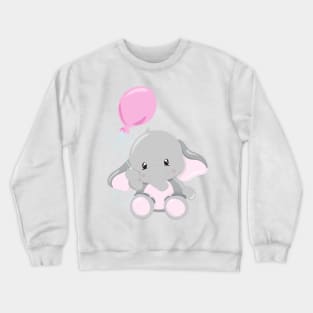 Cute Elephant, Elephant With Balloon Crewneck Sweatshirt